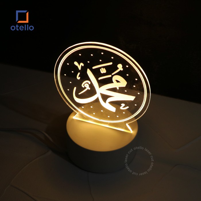 Acrylic Night Lamp Muhammad | Lampu Tidur LED Hias Akrilik Islami Unik