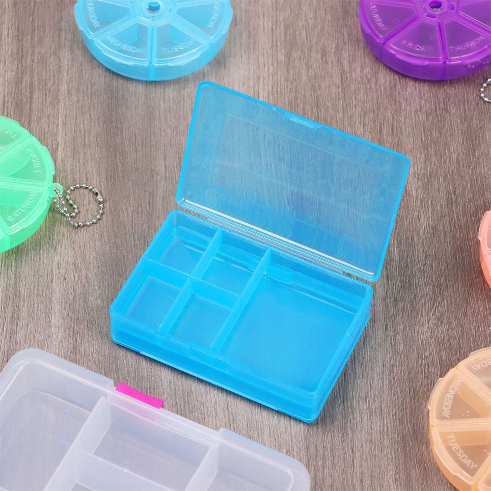 Top Storage Box Square Bening Organisasi Rumah Penyimpanan Pil Plastik Bekal