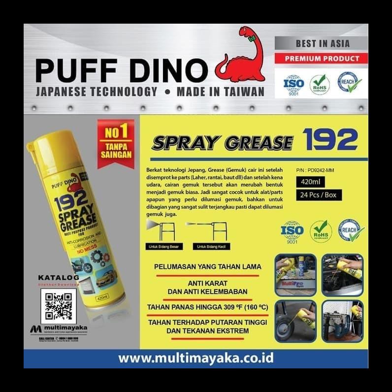 Stok Baru Spray Grease Gemuk Semprot Pelumas High Temp 420 Ml Puff Dino 192