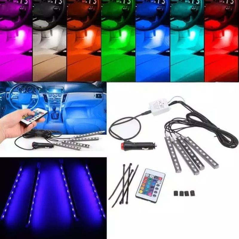 Lampu LED Kolong Mobil RGB Lampu Dashboard 16 Warna + Remote / lampu variasi / lampu led mobil motor