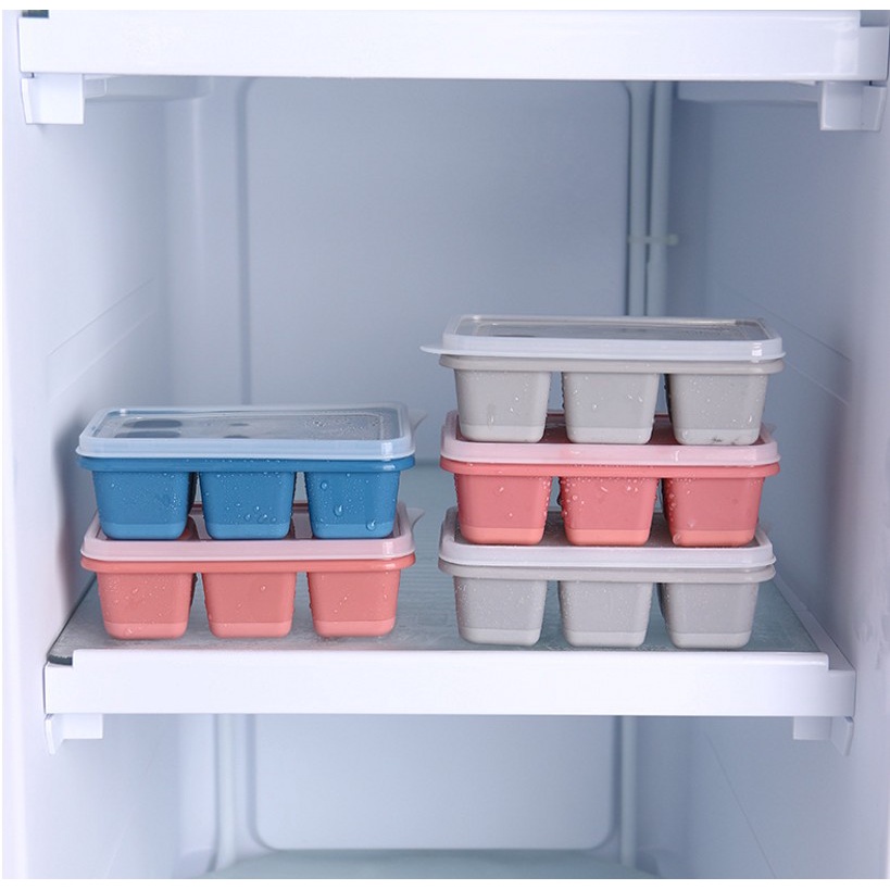 Cetakan Es Batu 6 Slot Bentuk Kotak Bahan Silikon Food Grade Dengan Tutup Untuk Dapur / Bar / Kulkas