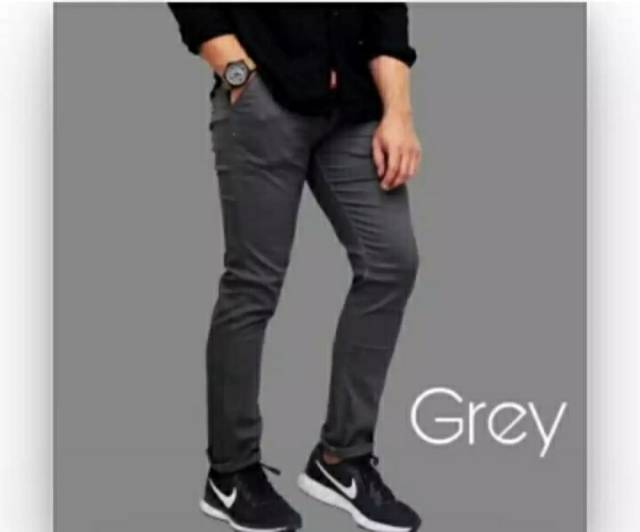 Celana chinos pria model pensil bahan streact size 27-38