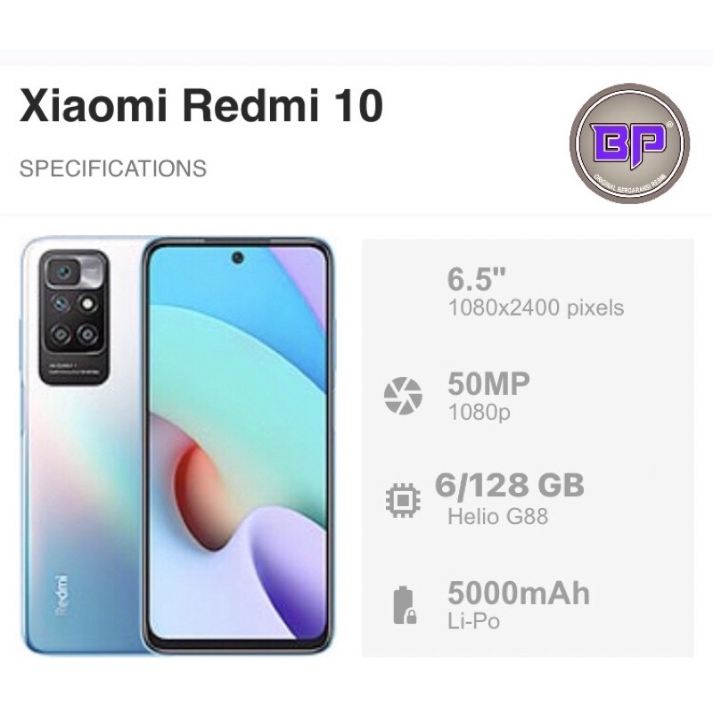 REDMI 10 2022 (6/128 GB  & 4/64 GB) GARANSI RESMI 1 TAHUN