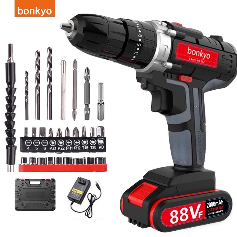 BONKYO BOR MESIN ELEKTRIK DRILL 10MM SET REVERSIBLE MESIN BOR TANGAN LISTRIK GRATIS ONGKIR .. , ,. ,