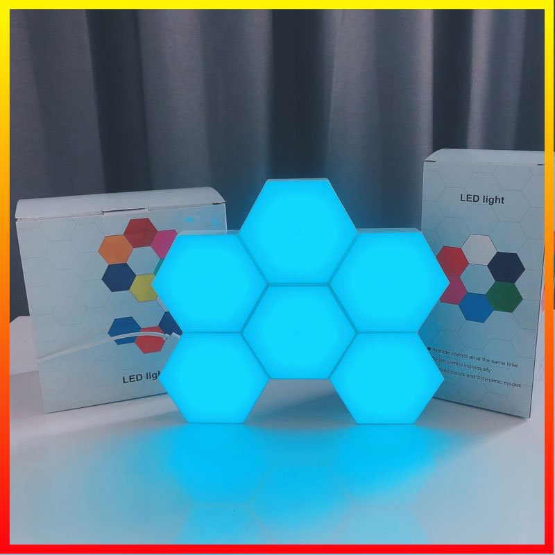 LED RGB Touch Sensor 6 PCS Lampu Dekorasi Hexagonal Sarang Lebah Dinding Quantum Light Kontrol Suara Yabstrip - 7CLL2IWH