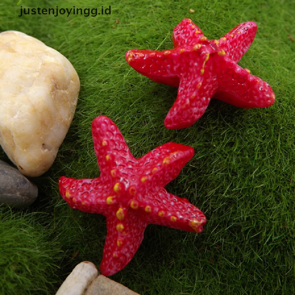 // justenjoyingg.id // 2pcs Starfish Miniatures Fairy Garden Decorations Micro Landscapes DIY Resin Crafts Bonsai Figurine Garden Terrarium Accessories ~