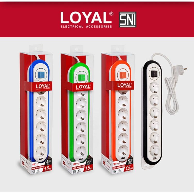 Stop Kontak 6Lubang + 1Saklar + 1USB Charger + Kabel 1,5m Loyal LY266U