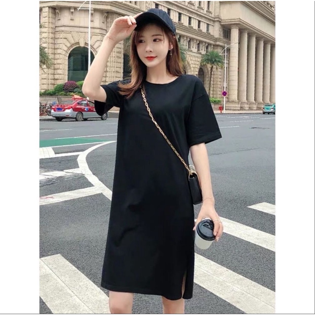 (COD) OH Fashion Basic Hyeri Midi Dress Wanita Lengan Pendek #2443-00