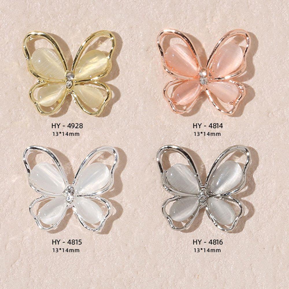 Rebuy Butterfly Nail Art Dekorasi Wanita Manicure Aksesoris Ins Style Cat Eye Batu Mata Kucing Bor Kuku