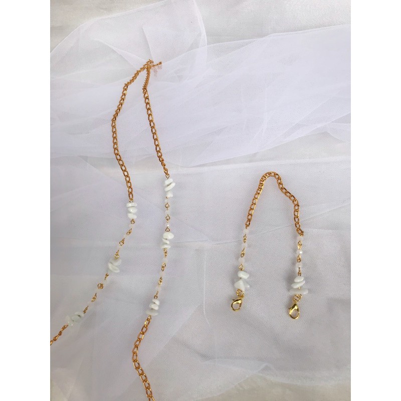 strap mask | strap masker | tali masker | konektor mask hijab rantai variasi emas batu unik kristal