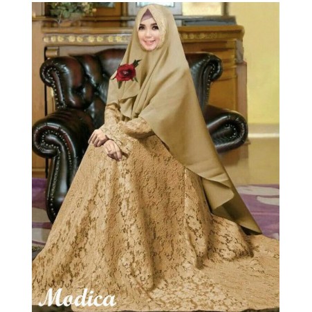 TERLARIS Ashanty Gown baju pesta Brokat Tabur mutiara velvet