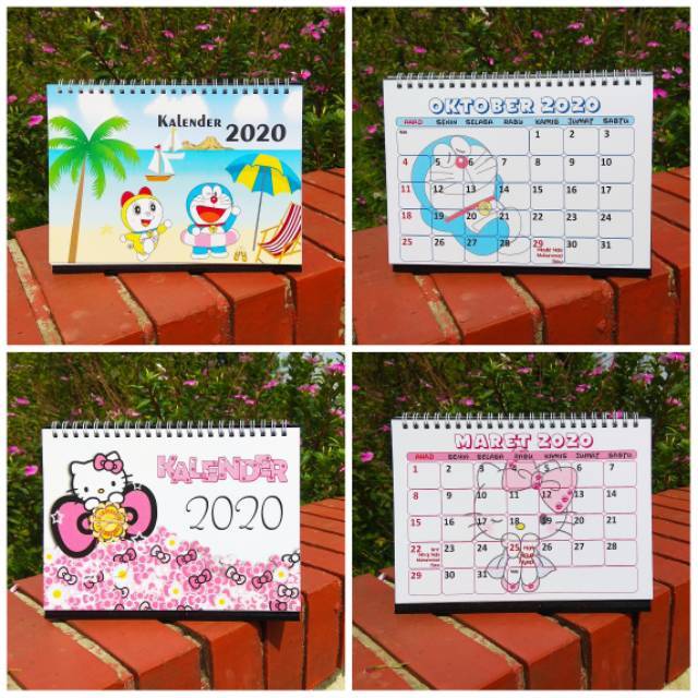 Kalender Meja 2020 Doraemon Hellokitty Kartun Karakter Lucu Planner