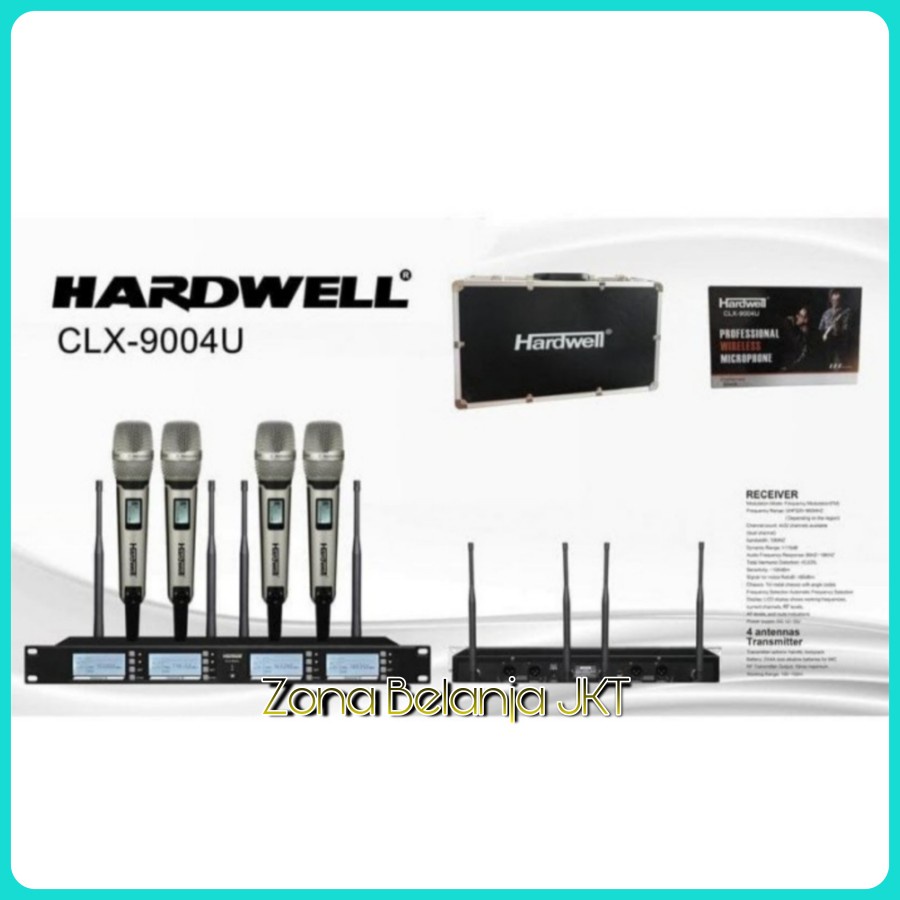 Microphone Mic Wireless HARDWELL CLX 9004U 4 Mic Handle Original