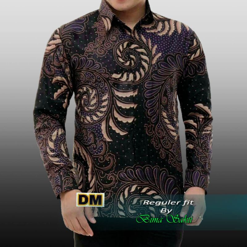 kemeja pria lengan panjang baju batik kantor Kemeja Batik Menteri 85 Baju Batik Pria Motif Arsena Modern Lengan Panjang Regulerfit Premium