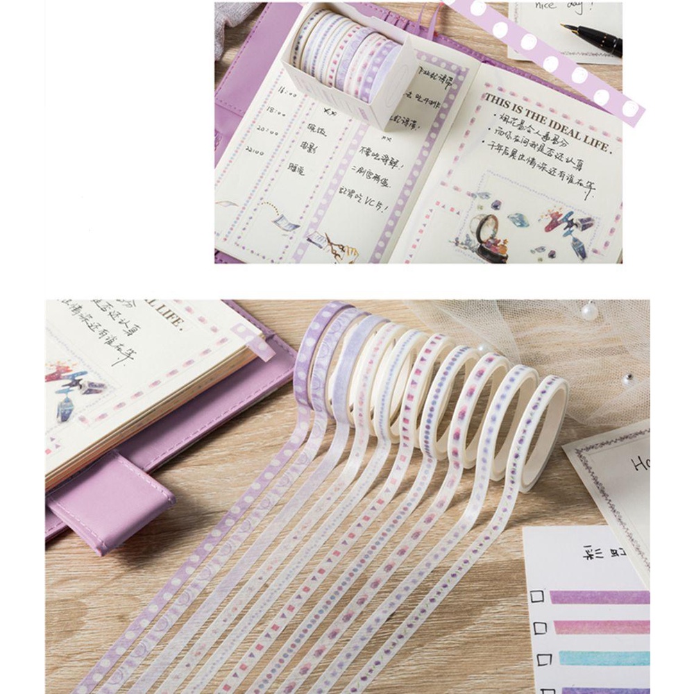 Ly 10roll Masking Tape DIY Kerajinan Scrapbooking Colorful Planner Diary Stiker