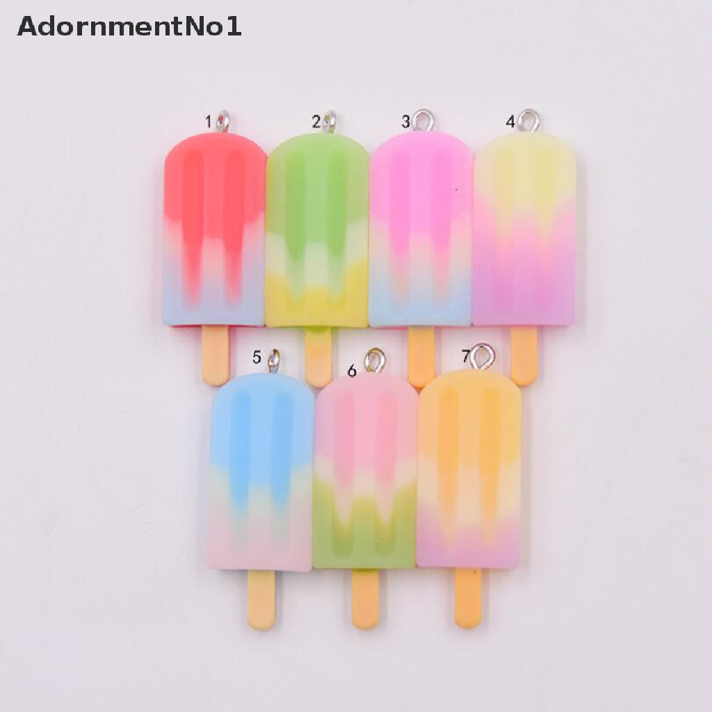 (AdornmentNo1) 10pcs / Set Liontin Es Krim Mini Bahan Resin Warna-Warni Untuk DIY Perhiasan / Craft