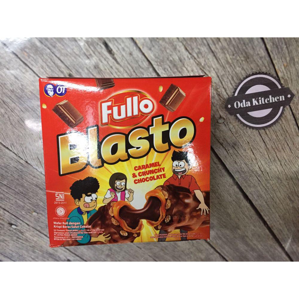 FULLO WAFER CHOCOLATE BLASTO CARAMEL AND CRUNCHY CHOCOLATE COKLAT 16x15gr