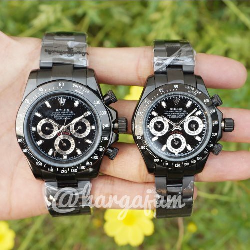 BARU Jam Tangan Couple Automatic Rolex Daytona Perpetual R0752 Black (hargajam sepasang)