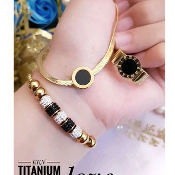 Titanium Set Perhiasan Wanita Gold 228222