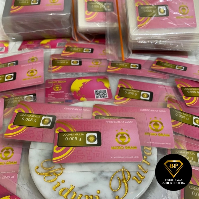 EMAS MINI Micro gram 0.005gram LOGAM MULIA 24KARAT DIJAMIN ORIGINAL 100% EMAS MURNI ASLI TERMURAH MINI GRAM / MINI GOLD / Baby gold UNTUK SOUVENIR HADIAH MASKAWIN GIFT PRODUK-Grosir 76-99pcs