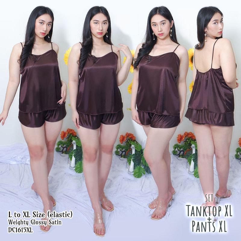 Setelan babydoll wanita sexy baju tidur satin big size jumbo bigsize 1615KGBD_XL
