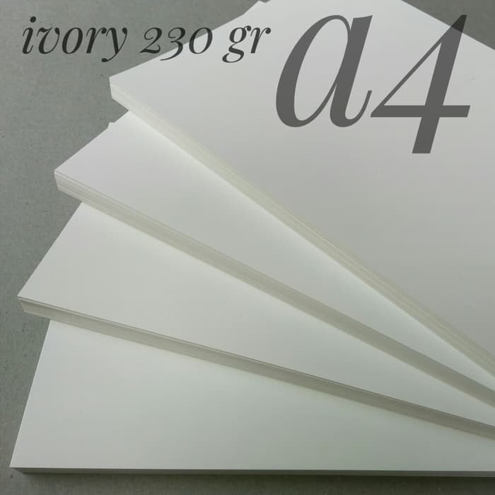 

Kertas IVORY 230gr A4 min.order 10 lembar depan belakang putih glossy min.order 10 lembar