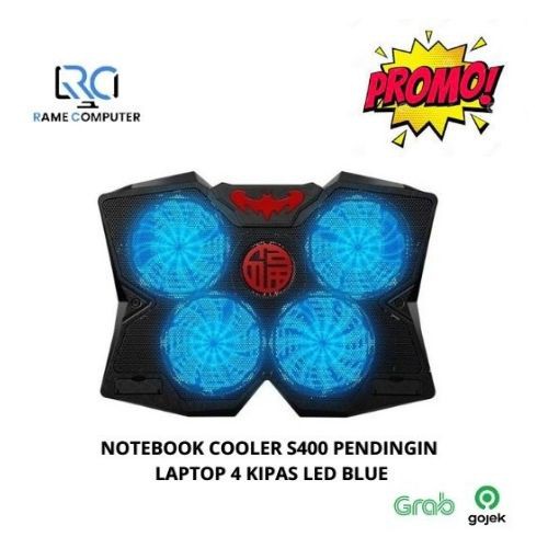 NOTEBOOK COOLER S400 | COOLING PAD S400 | PENDINGIN LAPTOP 4 KIPAS LED