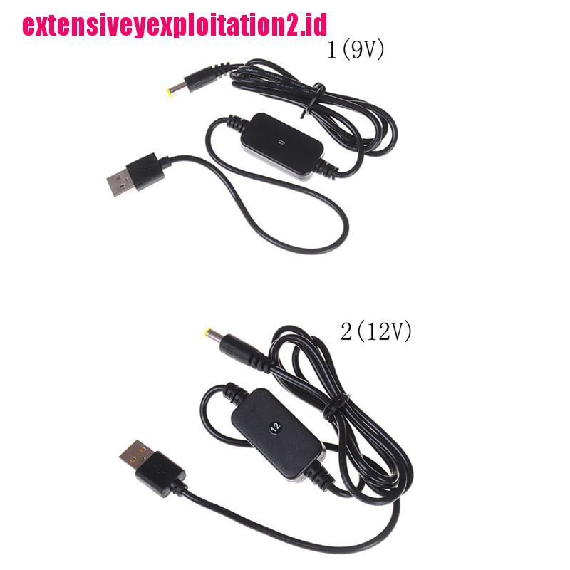 Kabel Konverter USB dc-dc 5V Ke 9V / 12V Jack 5.5x2.1mm