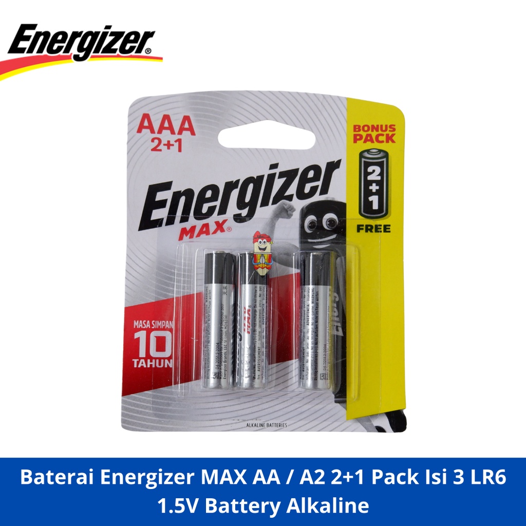 Jual Baterai Energizer MAX AA / A2 2+1 Pack Isi 3 LR6 1.5V Battery ...