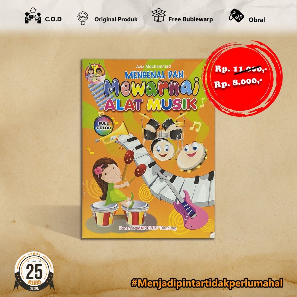 Buku Anak TK PAUD Murah : Mengenal & Mewarnai Alat Musik