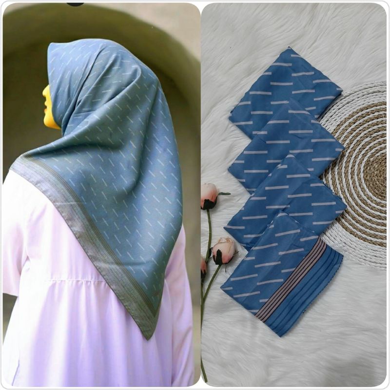 HIJAB SEGI EMPAT VOAL LASERCUT MOTIF Taspin biru mint