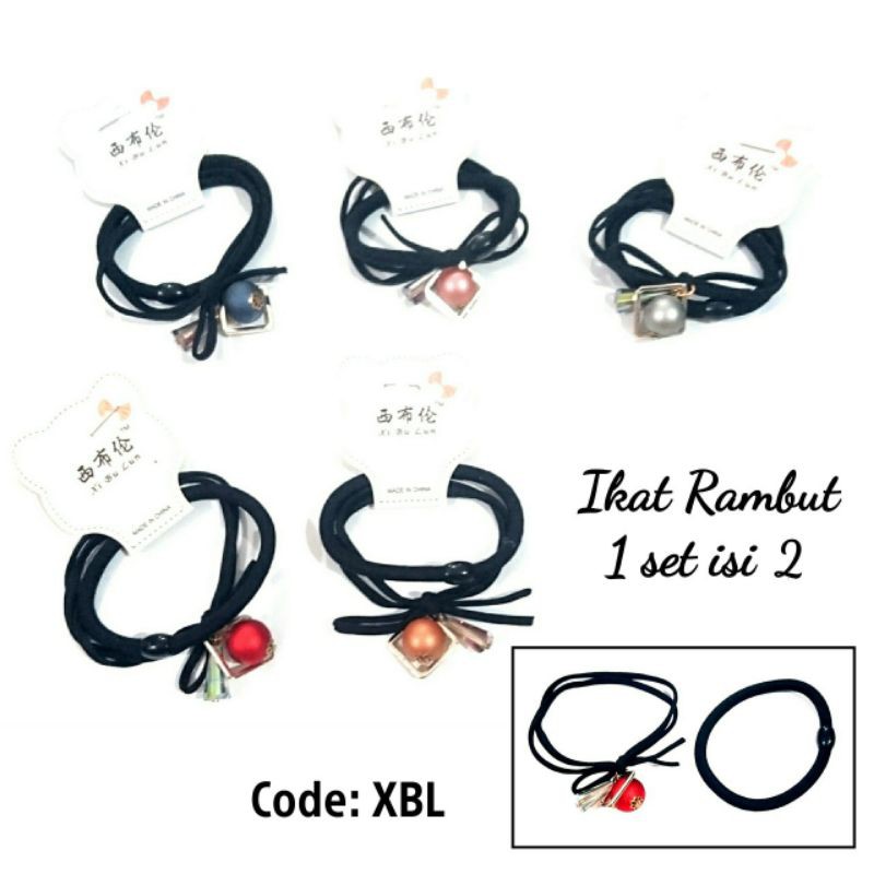 ikat rambut + gelang bola kristal crystal pita set 2 xbl high quality kuat