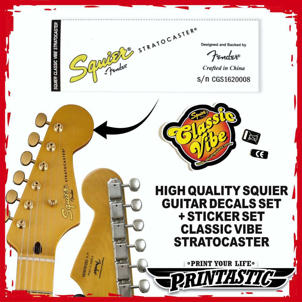 Squier Classic Vibe Decal Head Stock Water Slide Gitar dan Bass