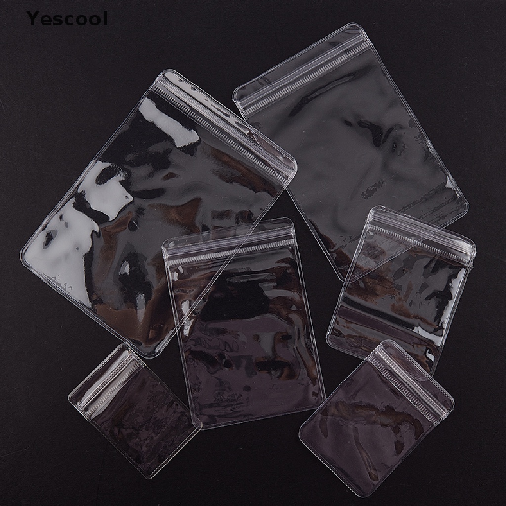 Yescool 20Pcs Kantong Plastik Ziplock Transparan 26 Kawat Bahan PVC Untuk Kemasan Perhiasan