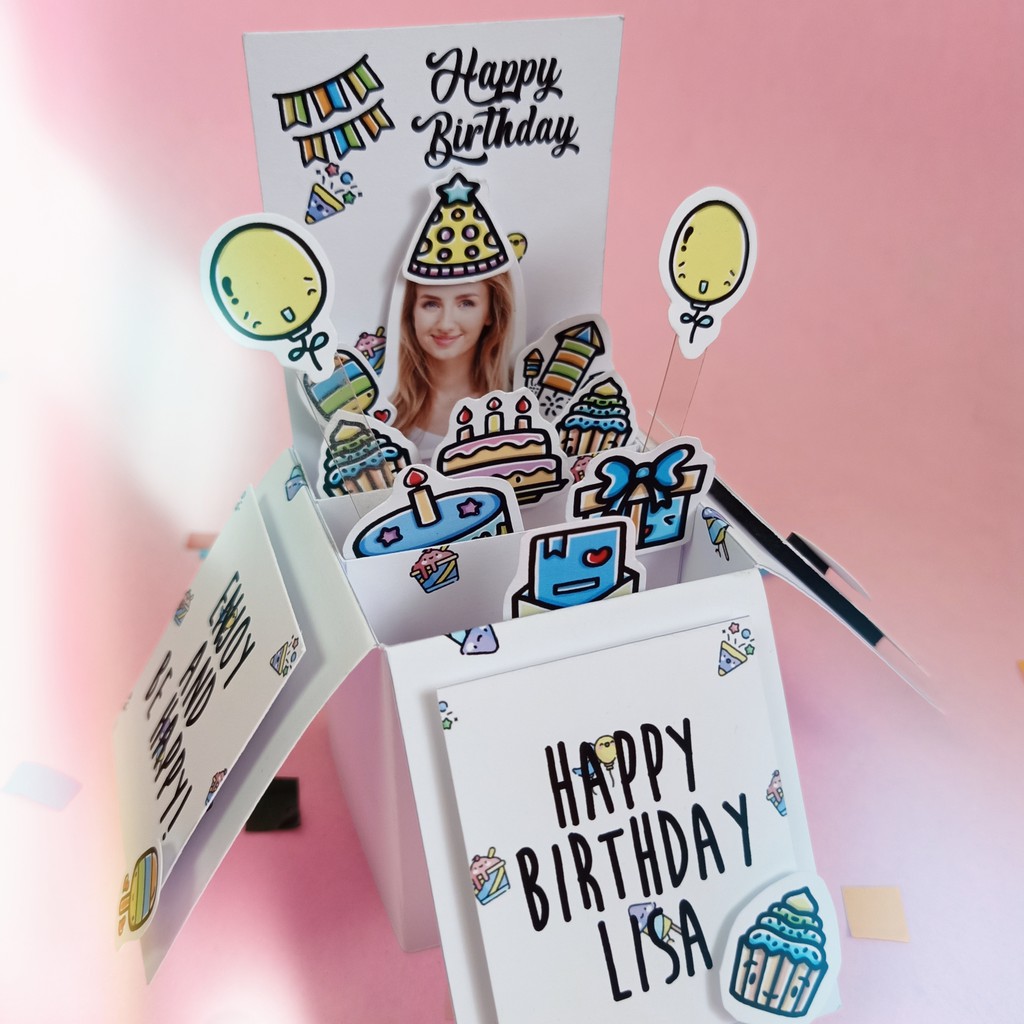 

Doodle Birthday Cake Kartu Ucapan Ultah Kotak Hadiah Unik Custom Foto Doodle Art