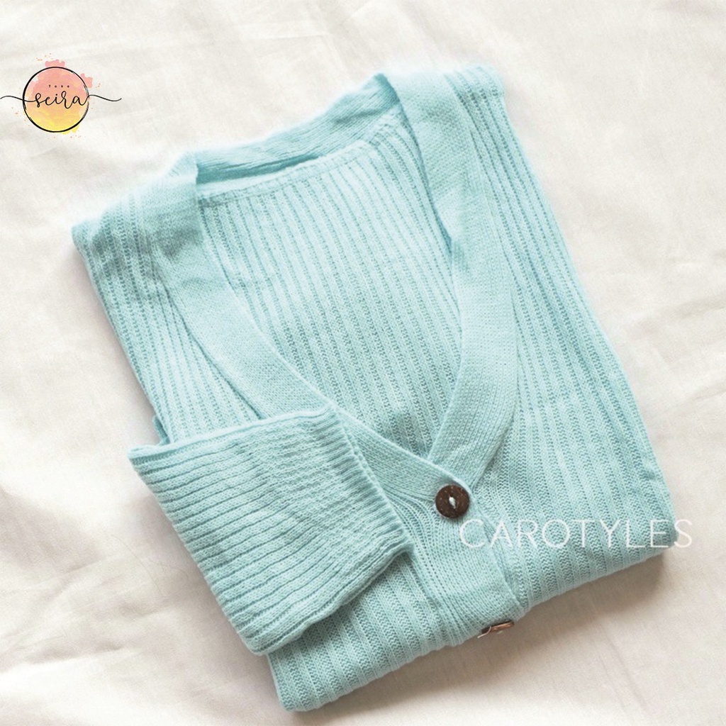 [BISA COD] Olivia Cardy Crop Tebal / Eireen Crop Cardy / Kardigan Rajut Olivia / Cardi balon-Olivia Baby Blue