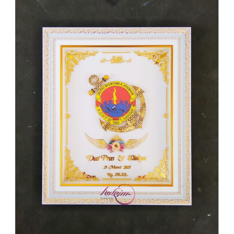 Mahar Marinir Akrilik Mirror Gold / Mahar TNI AL / Mahar Korps Marinir / Mahar Profesi / Mahar Logo 