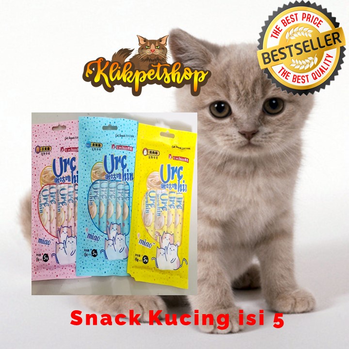 Snack Makanan Kucing Urchin Creamy satu pak isi  5 x 15 gram bukan yang isi 4