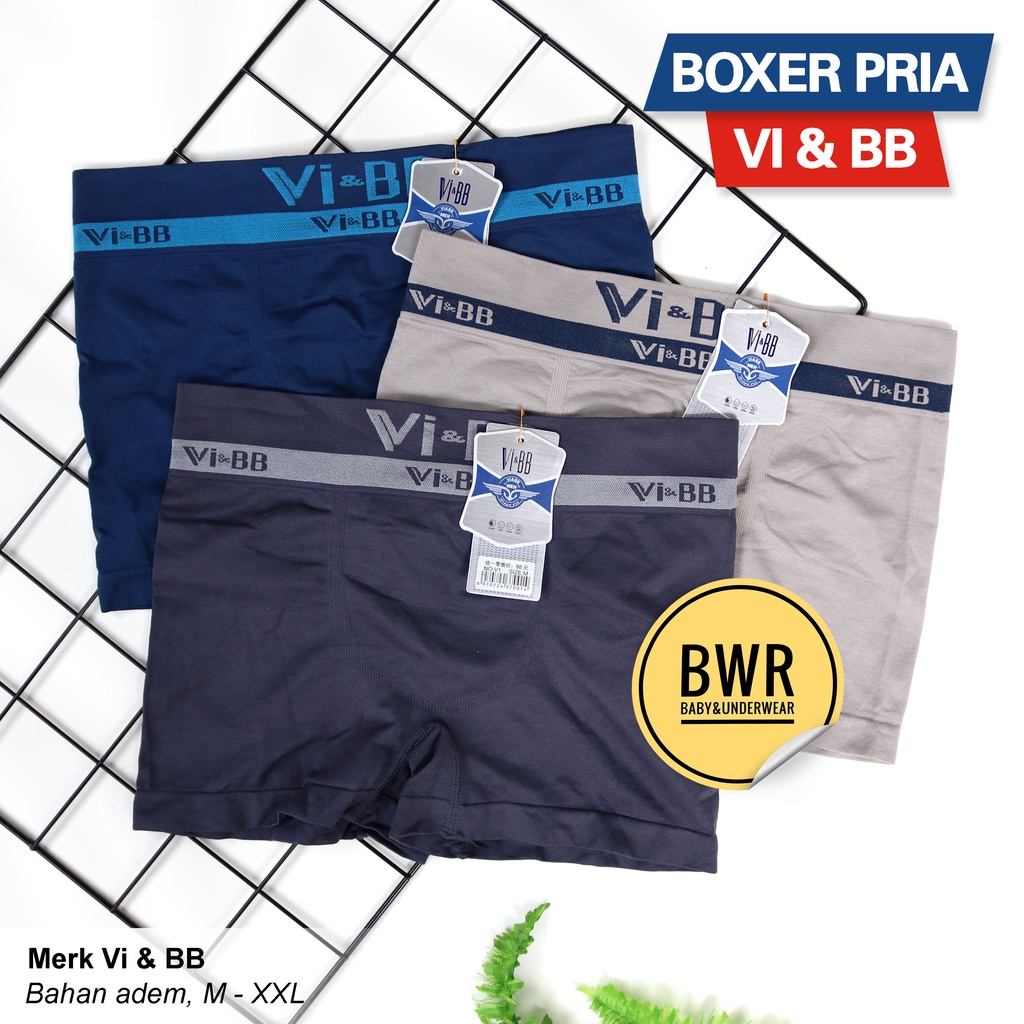 [ 3pc ] CD Boxer Vi&amp;BB Motif / Celana Dalam Pria Boxer Polymeda / CD Coker Lembut Dan Adem | Bwr