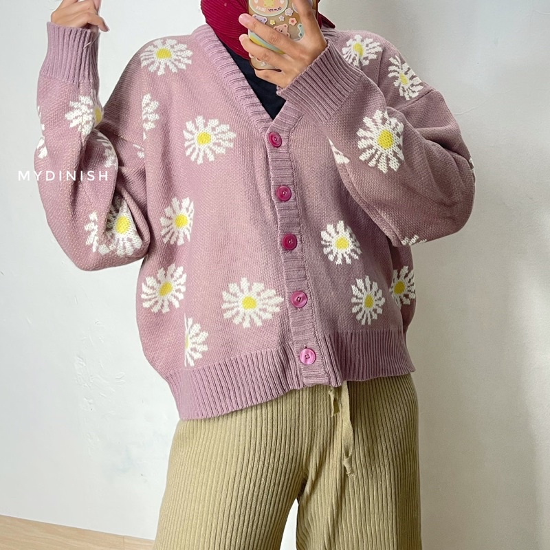 Delsa Flower Crop Oversize Cardy - Cardigan Wanita Terbaru