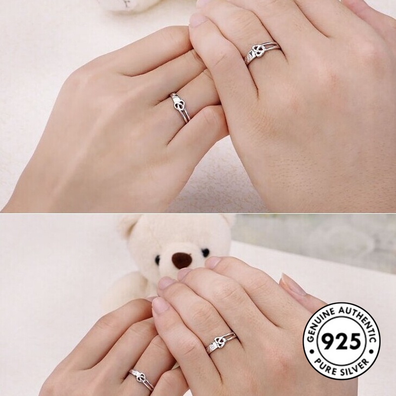 Cincin S925 Silver Desain Hati Gaya Simple Untuk Pasangan