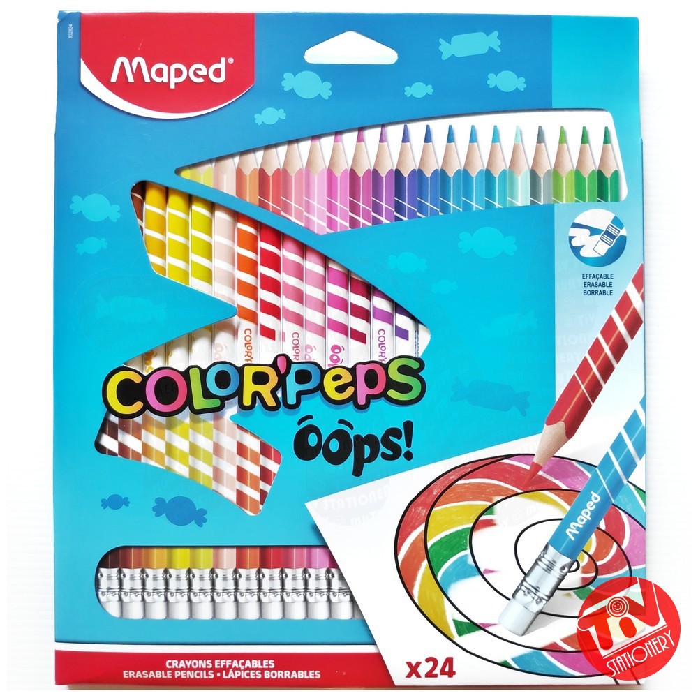  Pensil  Warna  MAPED  Erasable 24 Color Peps Oops Shopee 