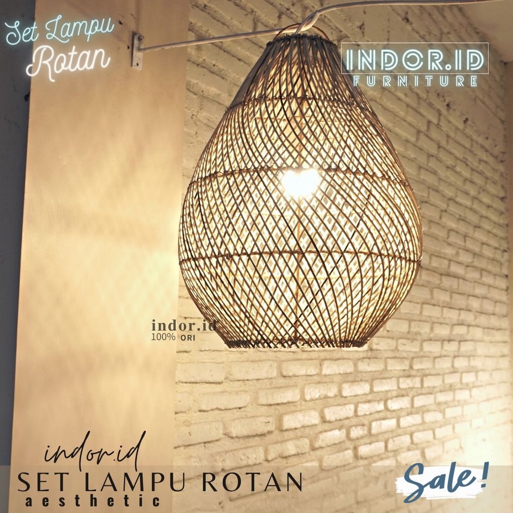 Set Lampu Hias Rotan Gantung/ Kap Lampion Lampu Gantung dinding Aesthetic/Lampu Dekorasi Ruang Tamu Teras Terbaru Murah