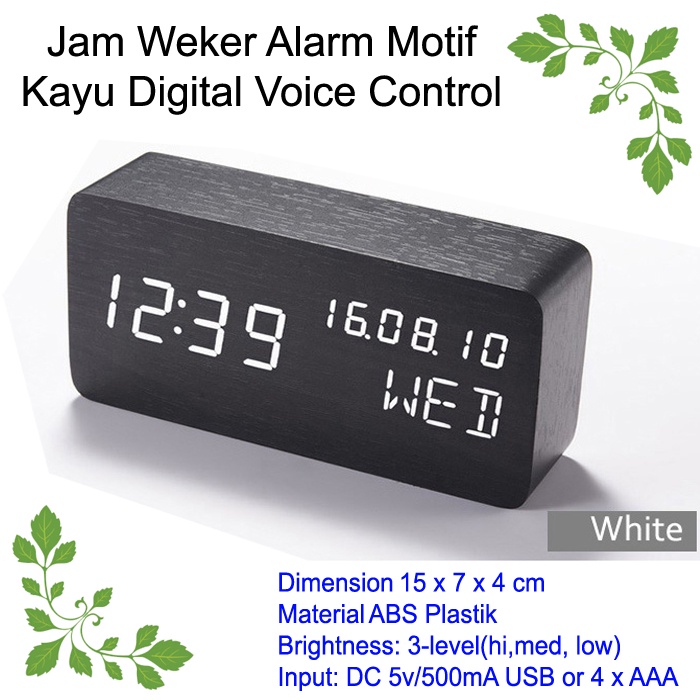 Jam Weker Alarm Motif Kayu Digital Voice Control Lovin TX602