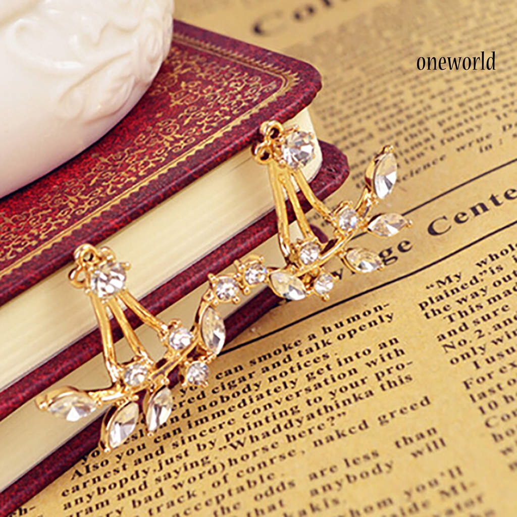 OW@ 1 Pair Women Earrings Attractive Jewelry Gift Mini Women Rhinestone Ear Studs for Wedding