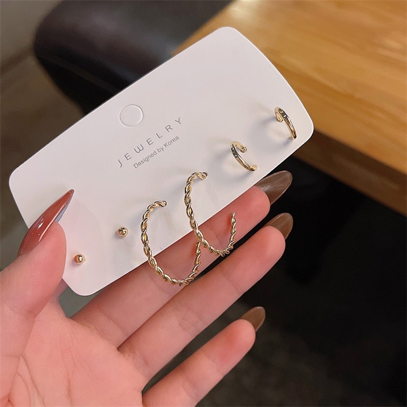 Set Anting Jarum s925 Silver Bentuk Lingkaran Kecil Model Sederhana