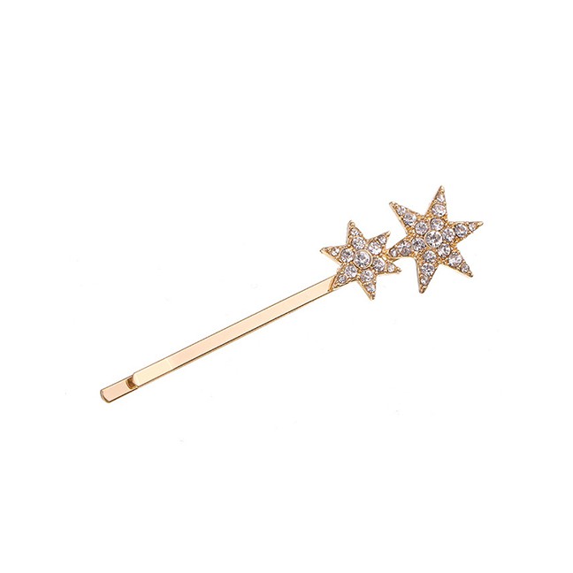 LRC Jepit Rambut Fashion Alloy Diamond-studded Five-pointed Star Hairpin F4265X