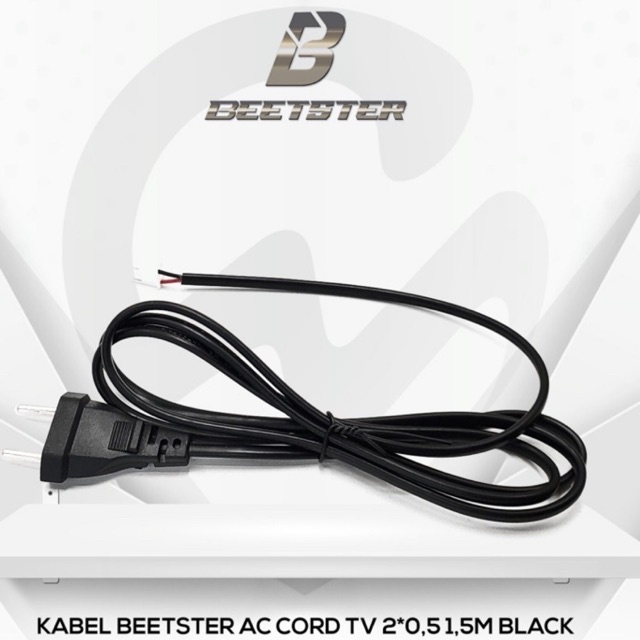 KABEL AC CORD BUNTUNG 2x0,5 PANJANG 1,5 meter WARNA HITAM MERK BEETSTER