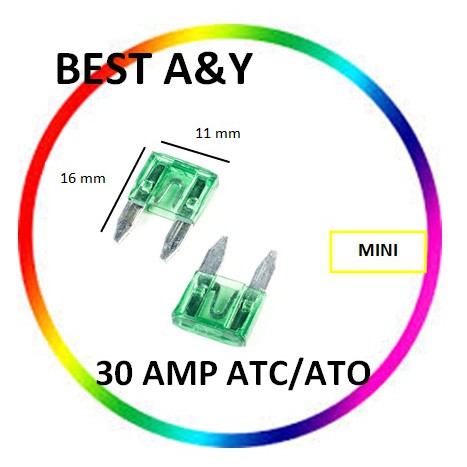 Fuse Blade 30A 30 Ampere Mini Kecil Sekring Tancap 16mmx11mm Motor Mobil ATC ATO