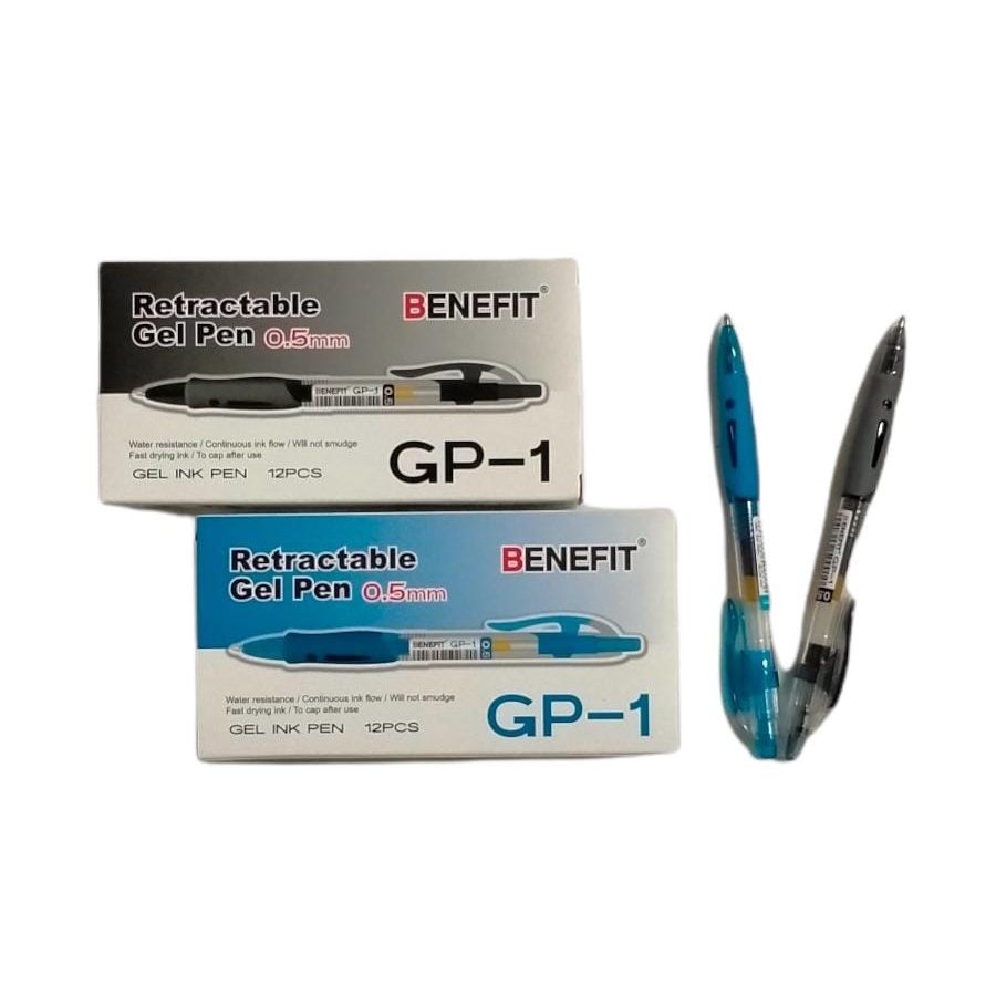 

PULPEN PEN GEL CETREK HITAM BIRU 0.5 MM BALLPOINT JEL RECTRACT BAGUS